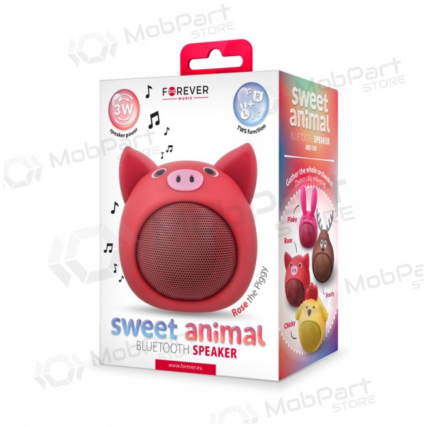 Bluetooth nešiojamas augšējais skaļrunis Forever Sweet Animal Pig Rose ABS-100