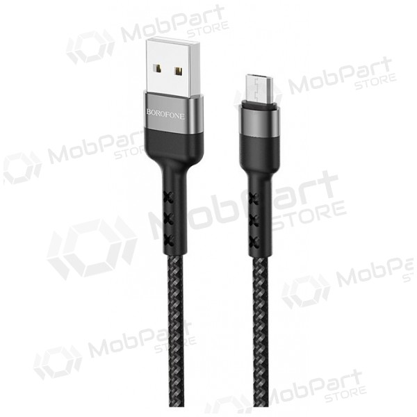 USB kabelis Borofone BX34 microUSB 1.0m (melns)