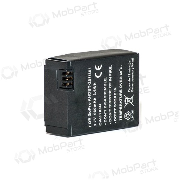 GoPro AHDBT-201, AHDBT-301 960mAh fotokameras baterija / akumulators GoPro AHDBT-201, AHDBT-301 960mAh fotokameras baterija / akumulators