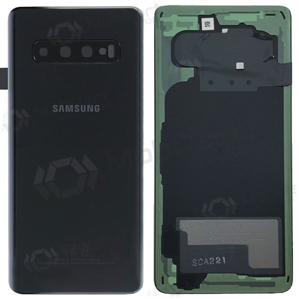 Samsung G973 Galaxy S10 aizmugurējais baterijas vāciņš melns (Prism Black) (lietots grade B, oriģināls)
