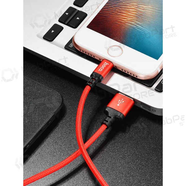 USB kabelis Hoco X14 Lightning (sarkans / melns) 1.0m