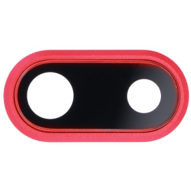 Apple iPhone 8 Plus kameras stikliņš (sarkans) (ar rāmīti)