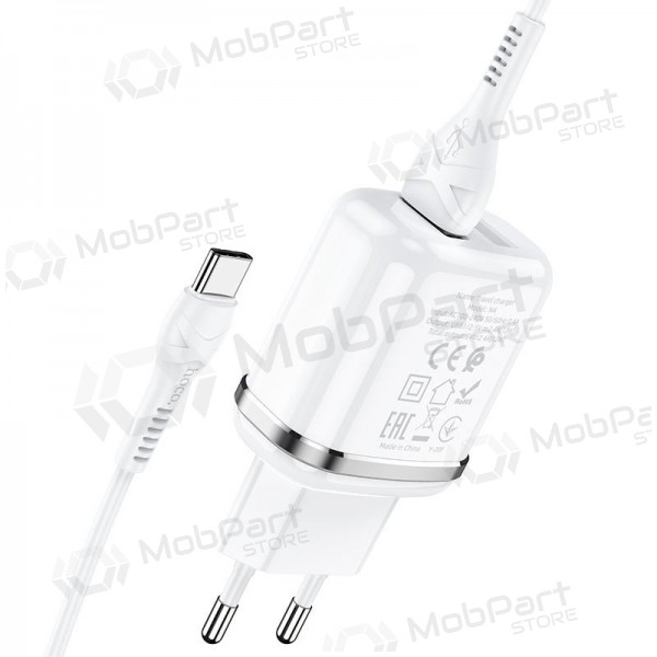Lādētājs Hoco N4 X 2 USB  jungtimis + Type-C (2.4A) (balts)