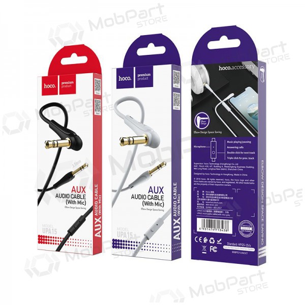 Audio adapteris Hoco UPA15 AUX 3,5mm į 3,5mm (melns)