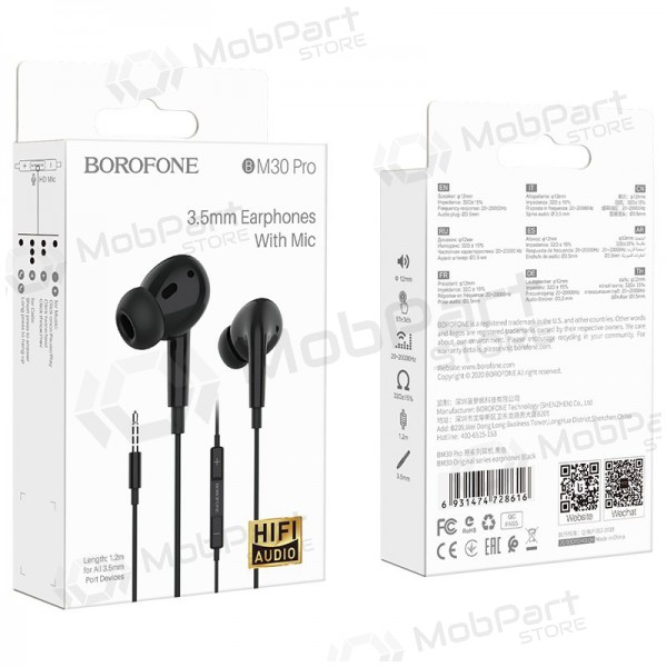 Brīvroku aprīkojums Borofone BM30 Pro 3,5mm (melna) Brīvroku aprīkojums Borofone BM30 Pro 3,5mm (melna)