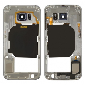Samsung G920F Galaxy S6 iekšējais korpuss (melns) (lietots Grade B, oriģināls)