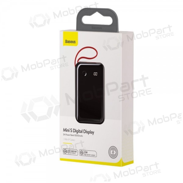 Ārējā baterija Power Bank Baseus Mini S USB + USB Type C + Lightning 3A 10000mAh melna PPXF-E01 Ārējā baterija Power Bank Baseus Mini S USB + USB Type C + Lightning 3A 10000mAh melna PPXF-E01
