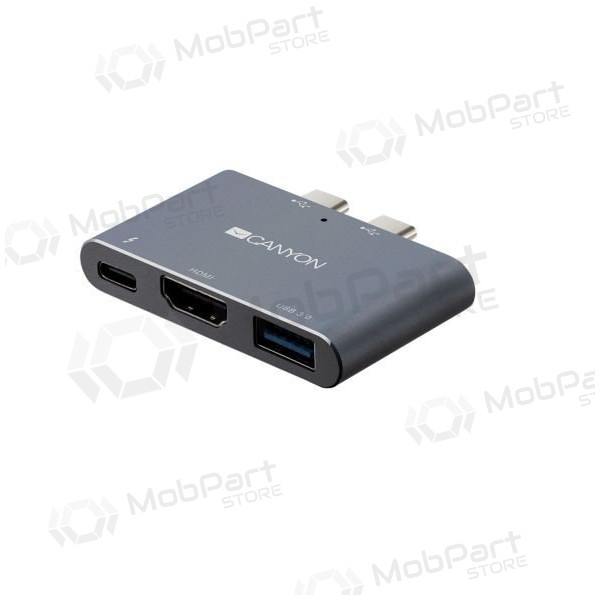 Adapteris CANYON Apple Thunderbolt 3 MULTIPORT HUB (type-C, USB 3.0, HDMI) (pelēks)