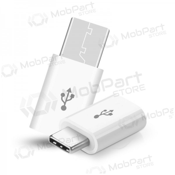 Adapteris iš microUSB į Type-C (balts)