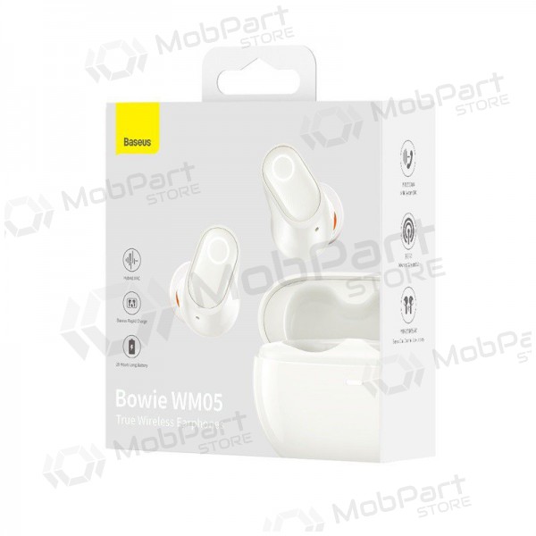 Bezvadu brīvroku aprīkojums Baseus Bowie WM05 NGTW200002 (balta) Bezvadu brīvroku aprīkojums Baseus Bowie WM05 NGTW200002 (balta)