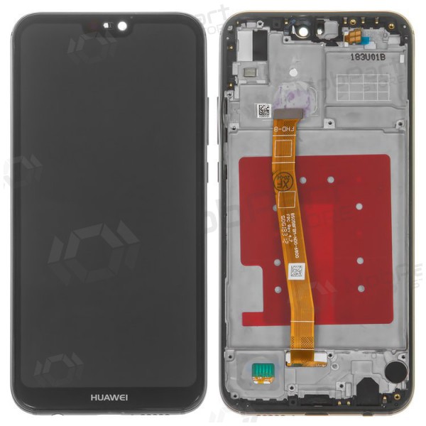 Huawei P20 Lite ekrāns (melns) (ar rāmīti) (lietots grade C, oriģināls)