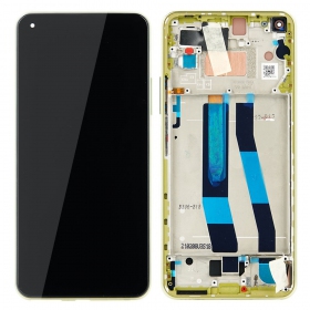 Xiaomi Mi 11 Lite 4G / Mi 11 Lite 5G ekrāns (dzeltens) (ar rāmīti) (service pack) (oriģināls)
