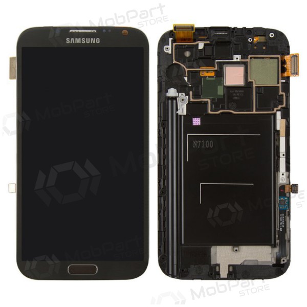 Samsung N7100 Galaxy Note 2 ekrāns (melns) (ar rāmīti) (service pack) (oriģināls)