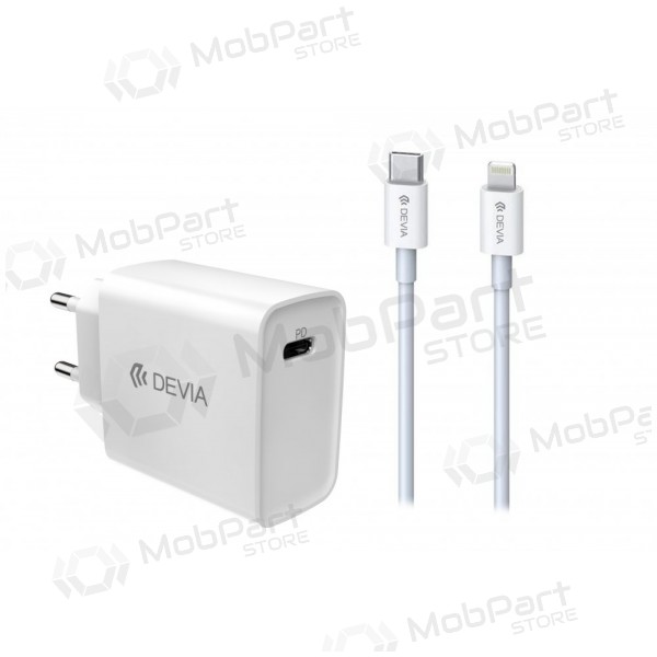 Lādētājs Devia Smart PD Quick Charge + MFI Type-C-Lightning (balts)