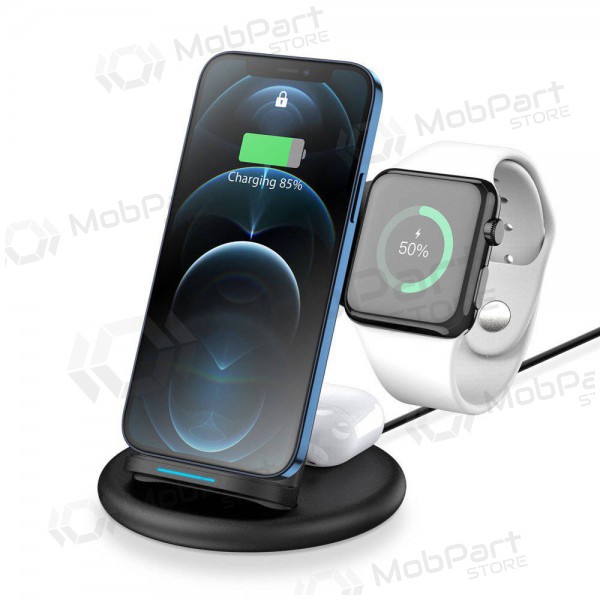 Lādētājs bezvadu Dux Ducis C7 3in1 Phone, Apple Watch, Airpods 15W (melns)