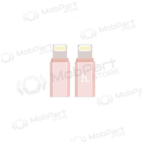 Adapteris Hoco iš microUSB į Apple Lightning (rozā)