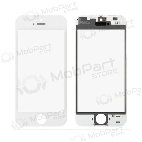 Apple iPhone 5 Ekrāna stikliņš ar rāmīti un OCA (balts) (for screen refurbishing) - Premium Apple iPhone 5 Ekrāna stikliņš ar rāmīti un OCA (balts) (for screen refurbishing) - Premium