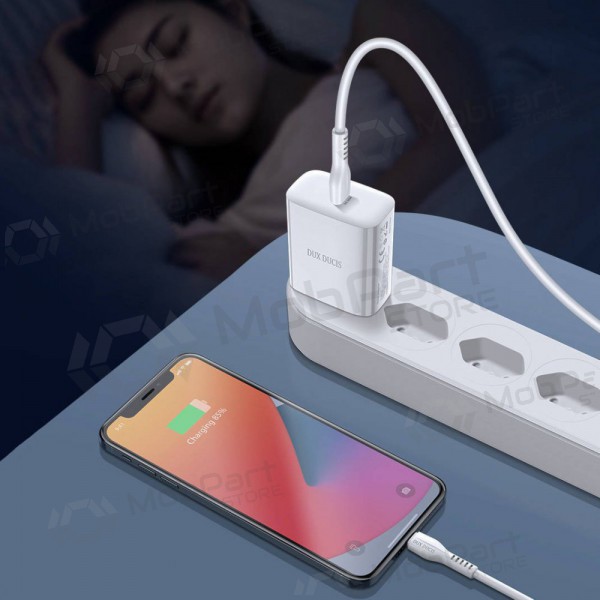 Lādētājs Dux Ducis C60-PD 20W + Type-C-Lightning (balts)