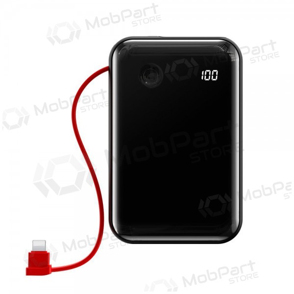 Ārējā baterija Power Bank Baseus Mini S USB + USB Type C + Lightning 3A 10000mAh melna PPXF-E01 Ārējā baterija Power Bank Baseus Mini S USB + USB Type C + Lightning 3A 10000mAh melna PPXF-E01