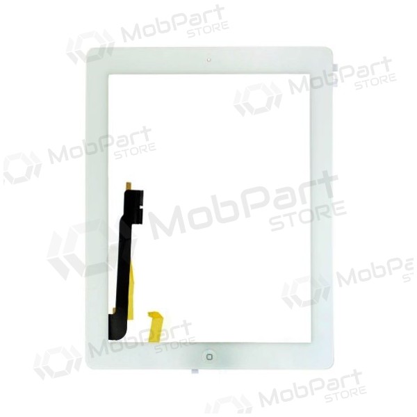 Apple iPad 4 skārienjūtīgais ekrāns / panelis ar HOME taustiņu un turētājiem (balts)