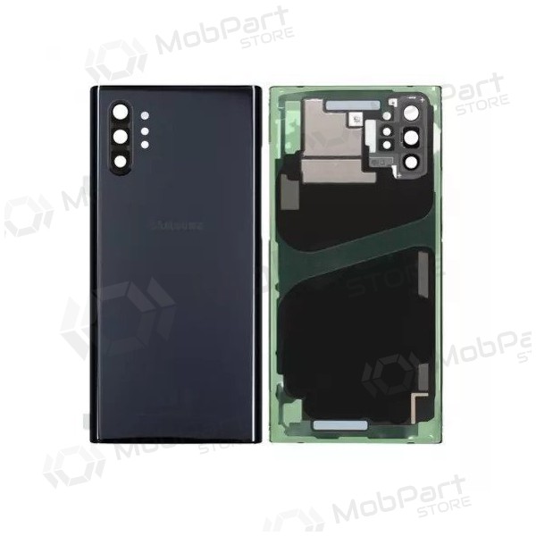 Samsung N975F Galaxy Note 10 Plus aizmugurējais baterijas vāciņš melns (Aura Black) (lietots grade C, oriģināls)