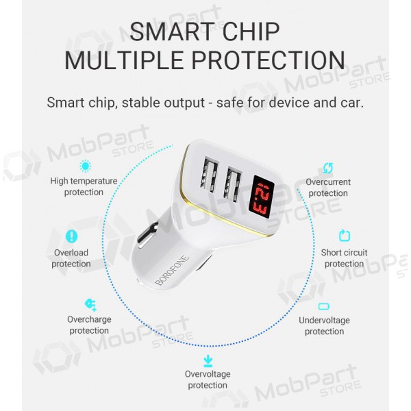 Lādētājs automobilinis Borofone BZ11 x 2 USB (2.1A) (melns)
