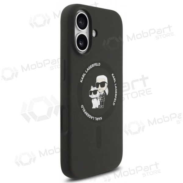 Apple iPhone 17 maciņš - Karl Lagerfeld Liquid Silicone Karl and Choupette MagSafe (melns)