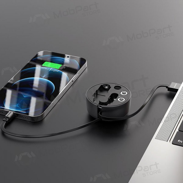 USB kabelis Borofone BU26 3in1 microUSB-Lightning-Type-C magnetinic 1.0m (melns)