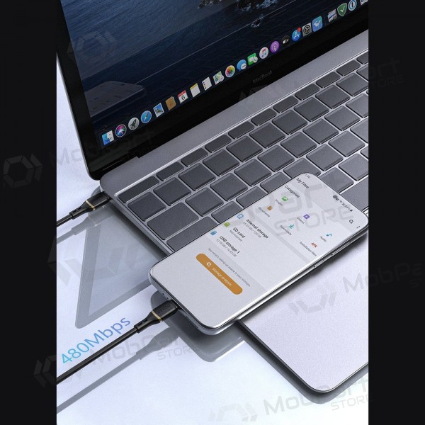 USB-C kabelis Dudao L25C USB-C uz USB-C 1 m 60 W melns