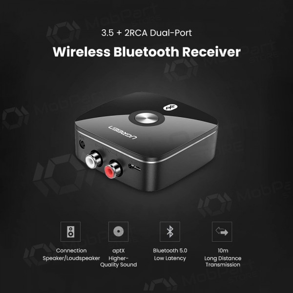 Bluetooth adapteris imtuvas Ugreen CM106 2xRCA/AUX Bluetooth 5.1 melns
