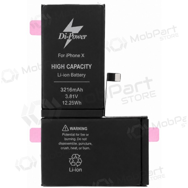 Apple iPhone X akumulators, Di-Power 3216 mAh (palielināta ietilpība)