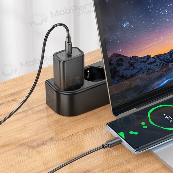 Tālruņa lādētājs Hoco N60 GaN USB-C ar USB-C kabeli 1 m balts