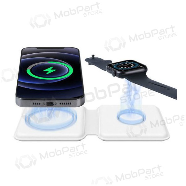 Lādētājs bezvadu 2in1 Smart Phone, Watch (balts)