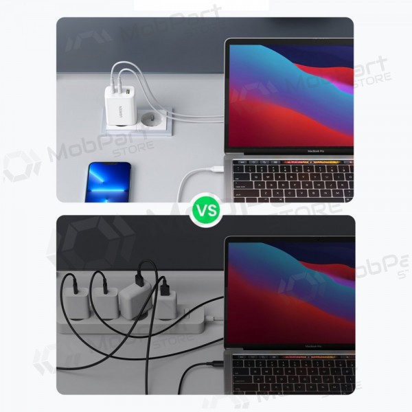 Lādētājs buitinis Ugreen CD275 2xUSB-C/USB-A 65W balts