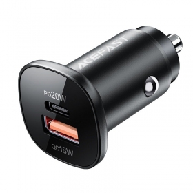 Lādētājs automobilinis Acefast B1 Mini 38W USB-C+USB-A melns