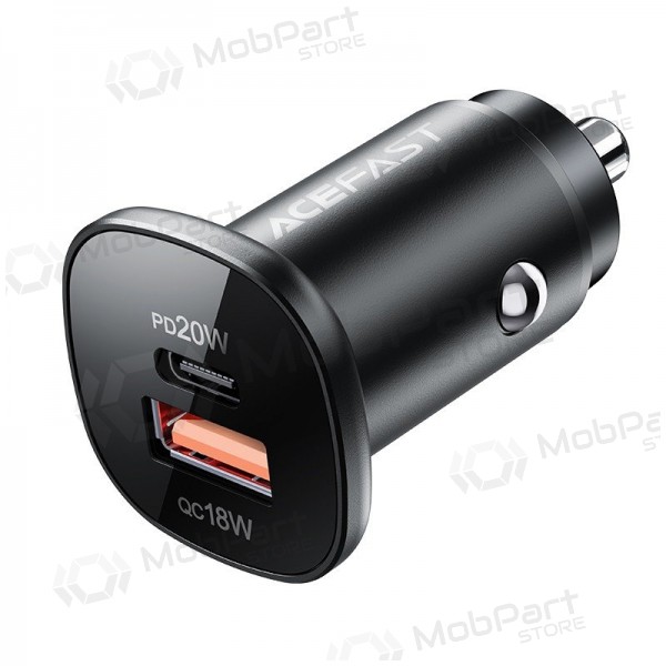 Lādētājs automobilinis Acefast B1 Mini 38W USB-C+USB-A melns