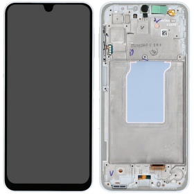 Ekranas Samsung A266 A26 5G su lietimui jautriu stikliuku un rėmeliu White oriģināls (service pack)