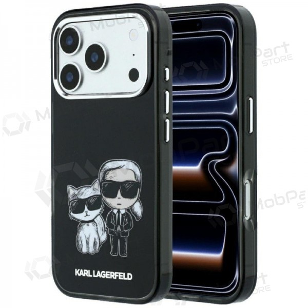 Apple iPhone 18 Pro maciņš - Karl Lagerfeld PU Semi Wrap Smooth Sketch Bodies MagSafe (melns)