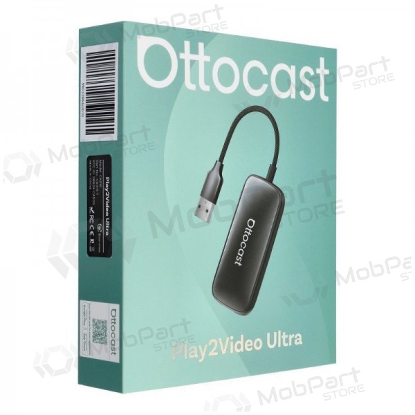Bezvadu CarPlay/Android Auto adapteris Ottocast Play2Video Ultra melns