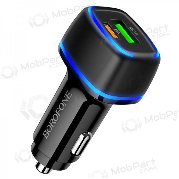 Lādētājs automobilinis Borofone BZ14A PD20W+QC3.0 x 2 USB (balts)