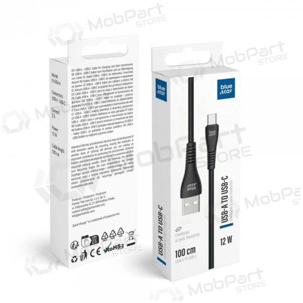 Lightning kabelis Blue Star PJ-DG4-A USB-A uz Lightning 1 m melns