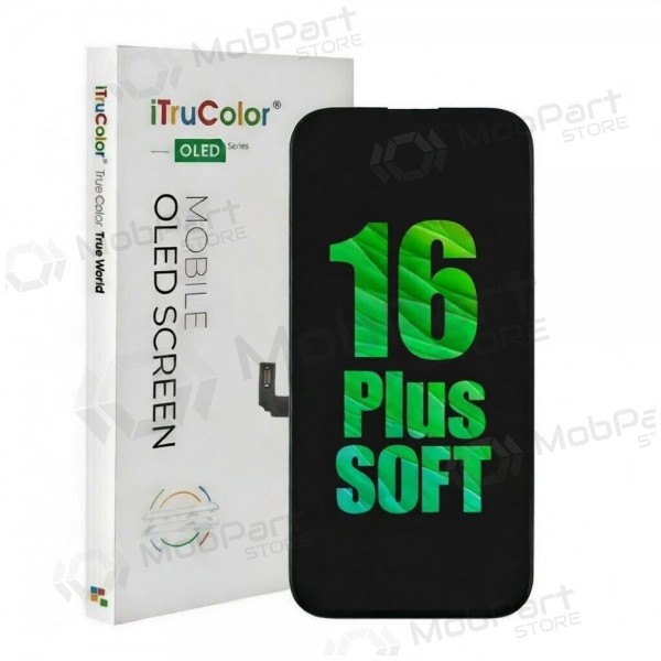 Ekranas paredzēts iPhone 16 Plusar lietimui jautriu stikliuku Premium OLED (with Removable IC)