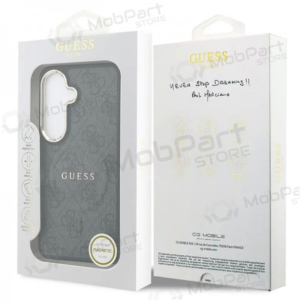 Samsung Galaxy S26 maciņš - Guess PU Leather 4G Gold Frame Magnetic (melns)