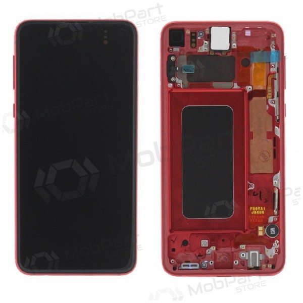 Samsung G970F Galaxy S10e ekrāns (Cardinal Red) (ar rāmīti) (lietots grade A, oriģināls)