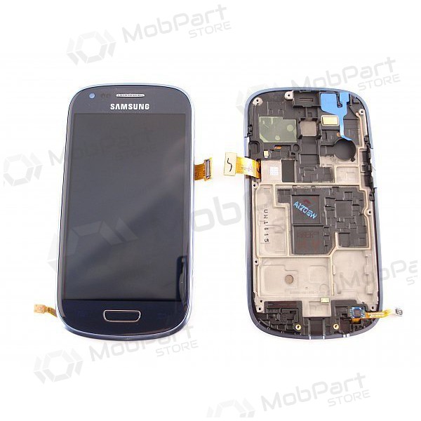 Samsung I8190 Galaxy S3 mini ekrāns (zils) (ar rāmīti) (lietots grade A, oriģināls)