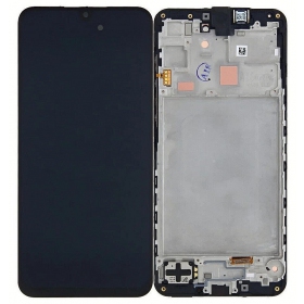 Ekranas Samsung A165 A16 4G su lietimui jautriu stikliuku un rėmeliu Black oriģināls (service pack)
