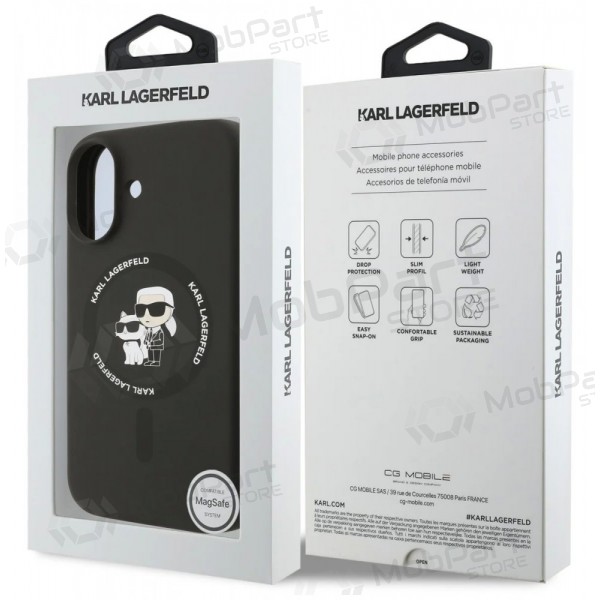 Apple iPhone 17 maciņš - Karl Lagerfeld Liquid Silicone Karl and Choupette MagSafe (melns)