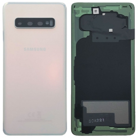 Samsung G973 Galaxy S10 aizmugurējais baterijas vāciņš balts (Prism White) (lietots grade C, oriģināls)