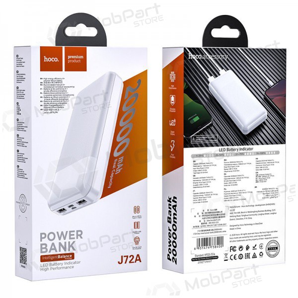 Ārējā baterija Power Bank Hoco J72A 20000mAh balta