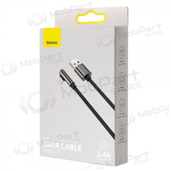 USB kabelis Baseus Legend Lightning 2.4A 1.0m (melns) CALCS-01